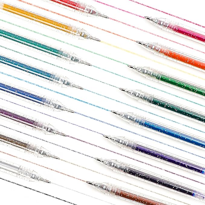 Grabie Capped Glitter Gel Pens 18 Colors, Metallic Vibrant Sparkle Gel Pens - Image 2