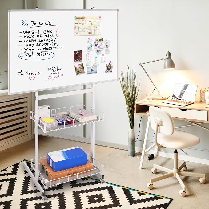 maxtek Rolling Whiteboard, 48x32 Large Magnetic White Board - Image 7