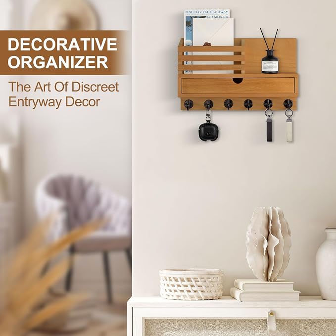 Lucundm Key Holder Wall Mount, Mail Holder - Image 4