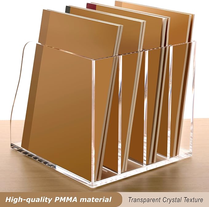 SANRUI Acrylic Desk Magazine File Organizer, 4 Vertical Compartments Clear - Image 6