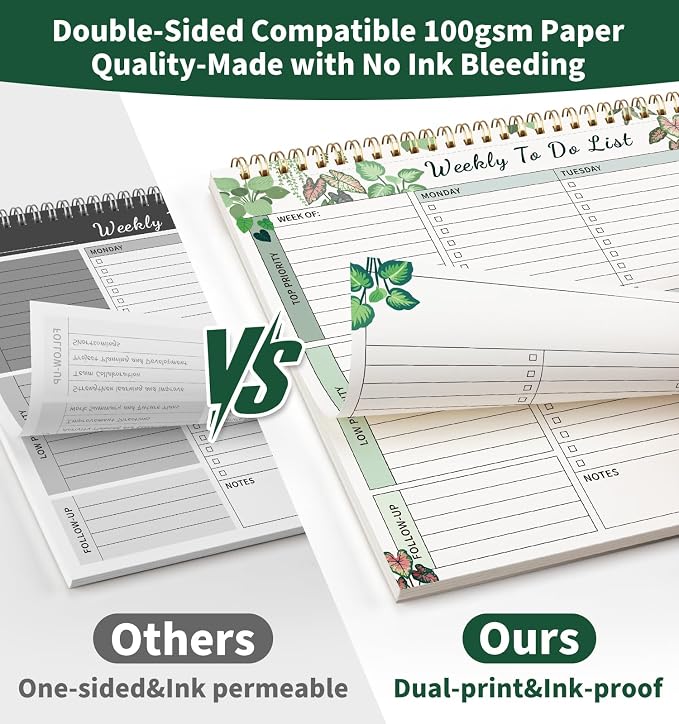 104 Pgs Weekly To Do List Notepad, 52 Duplex-Printed Undated Sheets 100 - Image 5