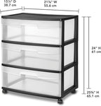 3-Drawer Wide Rolling Storage Cart - Image 3