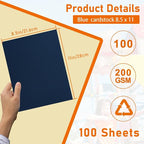 100 Sheets Navy Blue Cardstock 8.5 x 11 Scrapbooking Paper, 75lb Heavyweight - Image 2