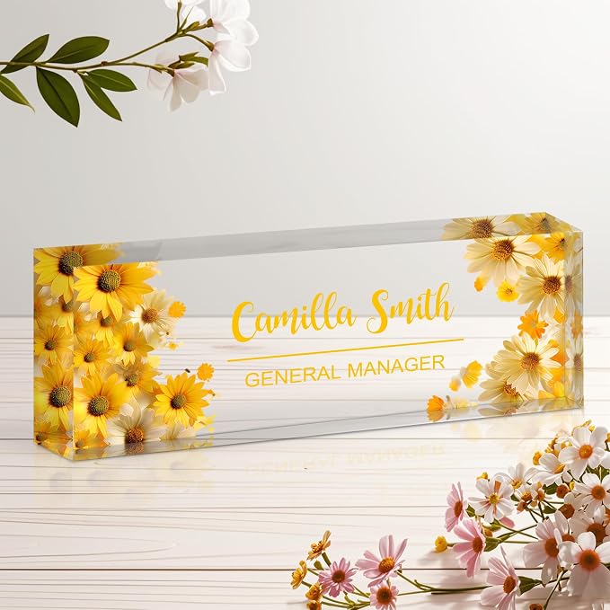 Personalized Name Plate for Desk, Custom Acrylic Desk Name Sign, Office by Unknown