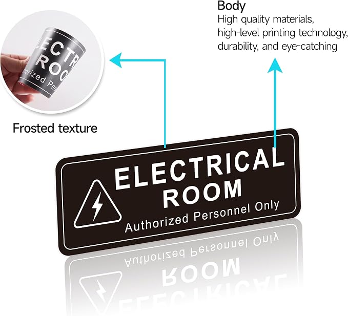 Electrical Room Door Sign for Business，Self-Adhesive Durable Modern Electrical - Image 3