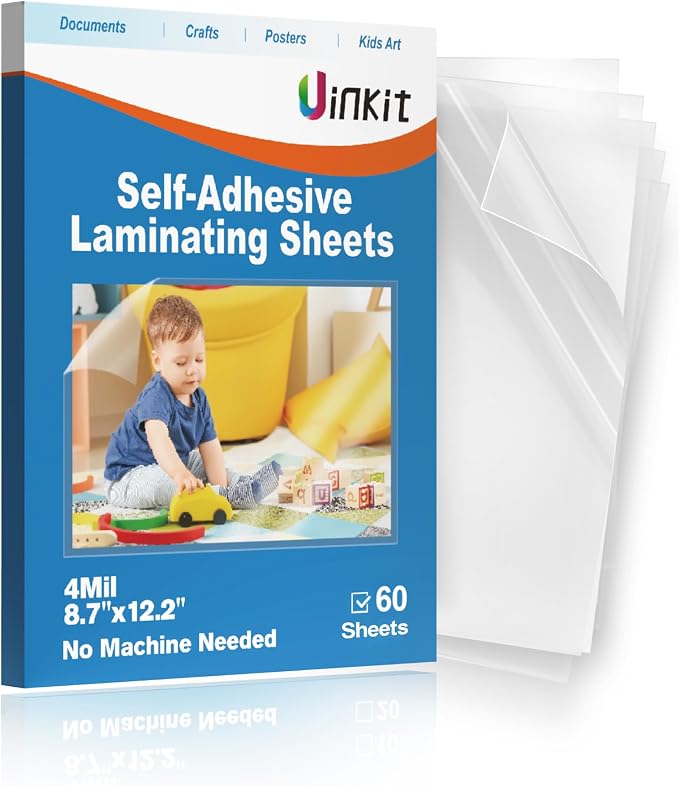 Uinkit 4mil Thicker Single-Sided Self-Adhesive Laminating Sheets, Office & Home by UinkitHandicraftsandConservationSpecialist