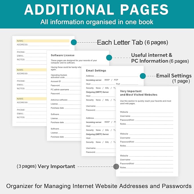 Address Book with Colorful Alphabetical Tabs – Hardcover Contact Organizer - Image 5