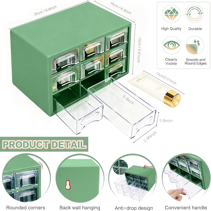 Desk Storage Organizer with 9 Drawers, FODIENS Stackable Desktop Craft Drawer - Image 3