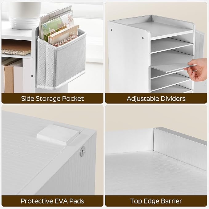 HOOBRO Adjustable Countertop Mail Sorter, 6 Tier Wooden Paper Organizer - Image 8