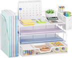 Marbrasse Desk Organizer and Accessories，4-Tier Paper Letter Tray Organizer - Image 8