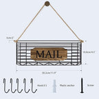 SRIWATANA Mail Holder, Rustic Mail Organizer Wall Mount Hanging Mail Sorter - Image 7