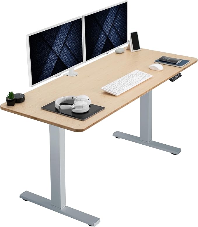VIVO Electric 60 x 24 in Real Bamboo Standing Desk, Memory Height Adjustment by VIVO