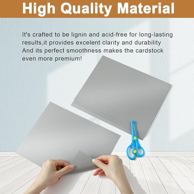 Silunkia 100 Sheets Silver Shimmer Cardstock 8.5 x 11 Crafts Paper, 200gsm/75lb - Image 4