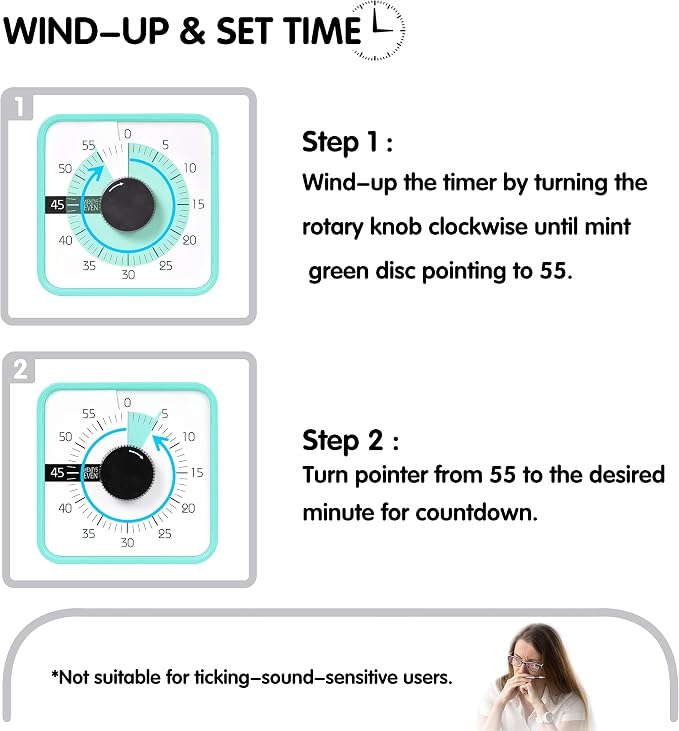 TWENTY5 SEVEN Countdown Timer 7.5 inch; 60 Minute 1 Hour Visual Timer – - Image 3