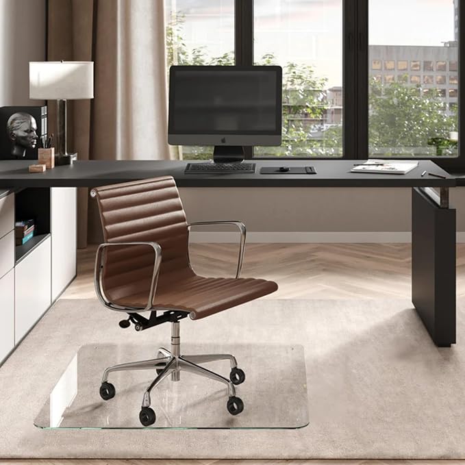 Vitrazza Glass Chair Mat 42” x 42” Superior ¼ Thick, Luminoso Low-Iron Ultra by VitrazzaGlassOfficeChairMats