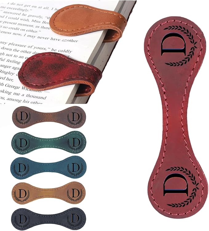 Artlaza Personalized Magnetic Leather Bookmark, 26 Letter Custom Leather by Artlaza