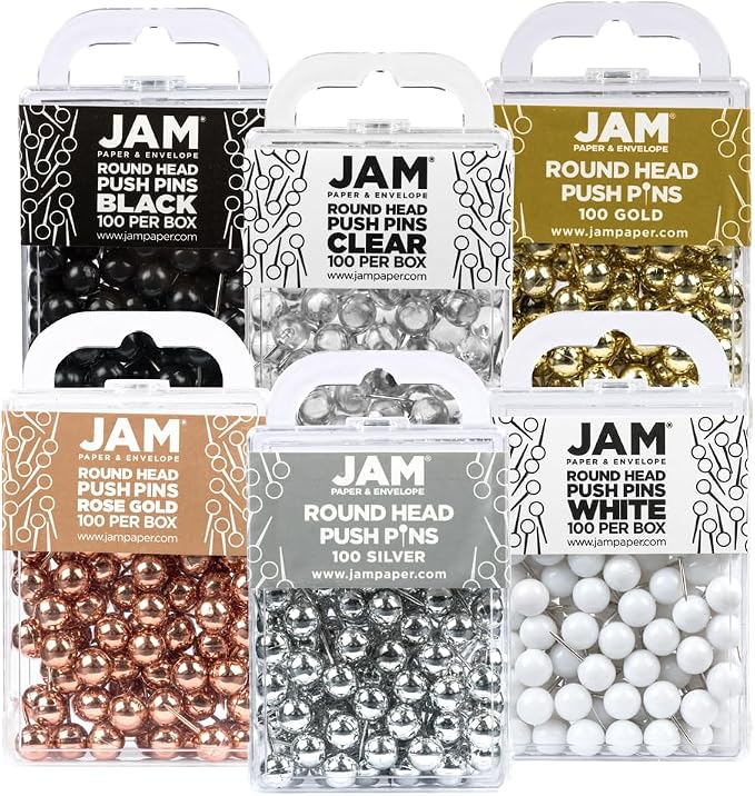 JAM PAPER Colorful Push Pins by JAMPaper