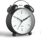 Twin Bell Loud Alarm Analog Alarm Clock, 4 inch Super Silent Non Ticking Small by JALL