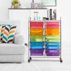 COSTWAY 15 Drawer Rolling Storage Cart, Utility Tools Paper Organizer on Wheels - Image 9