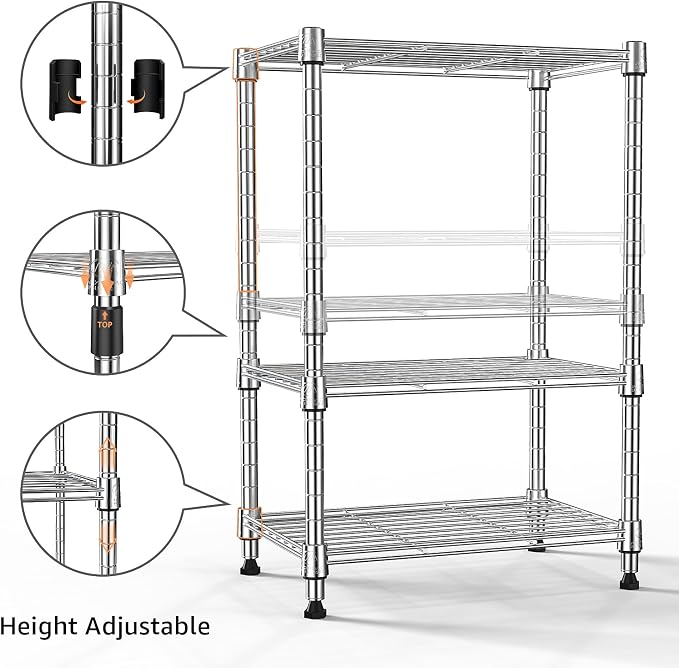 M MZG 450 lbs Wire Storage Shelving 3-Tier Utility Shelving Unit Steel - Image 5