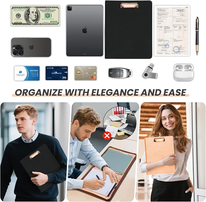 KLLVE Clipboard with Storage for Men Women, Leather Padfolio Portfolio with - Image 6