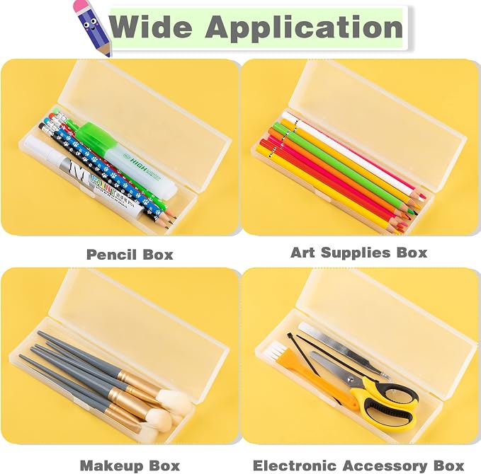 Fainne 24 Pcs Plastic Pencil Case Bulk Pencil Boxes Plastic Stationery Case - Image 4