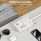 Surge Protector Power Strip 10 FT Flat Extension Cord ，10 AC Outlets & 4 USB - Image 3