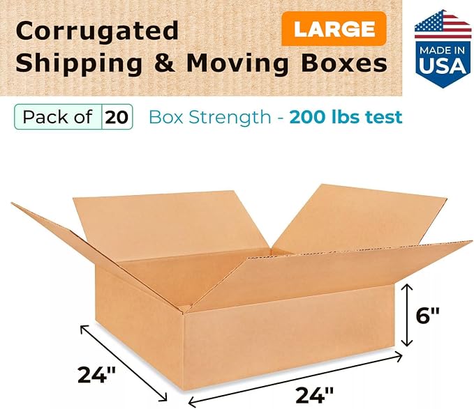 Large Shipping & Moving Boxes 24"L x 24"W x 6"H - Image 2