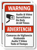 SmartSign 2-Pack 'Warning Audio And Video Surveillance On Duty At All Times' by SmartSign