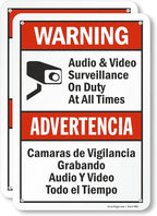 SmartSign 2-Pack 'Warning Audio And Video Surveillance On Duty At All Times' by SmartSign