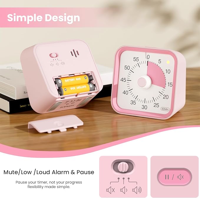 Visual Timer for Kids with Pause Function, 60 Minute Countdown Timer for Kids - Image 4