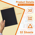 Guakicae 32 Sheets Black Cardstock 8.5 x 11 Halloween Cards, 80lb Heavyweight - Image 2