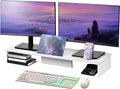 Dual Monitor Stand Riser with Phone Tablet Holder, 35.8in Large Monitor Stand by Qupui