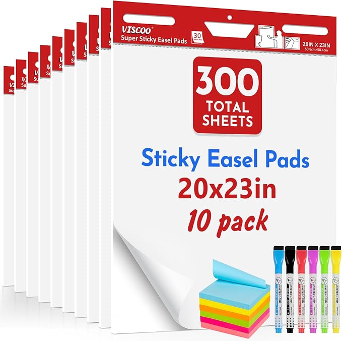 VISCOO Thickened Sticky Easel Pad, 20 x 23 Inches Large Chart Paper by VISCOO