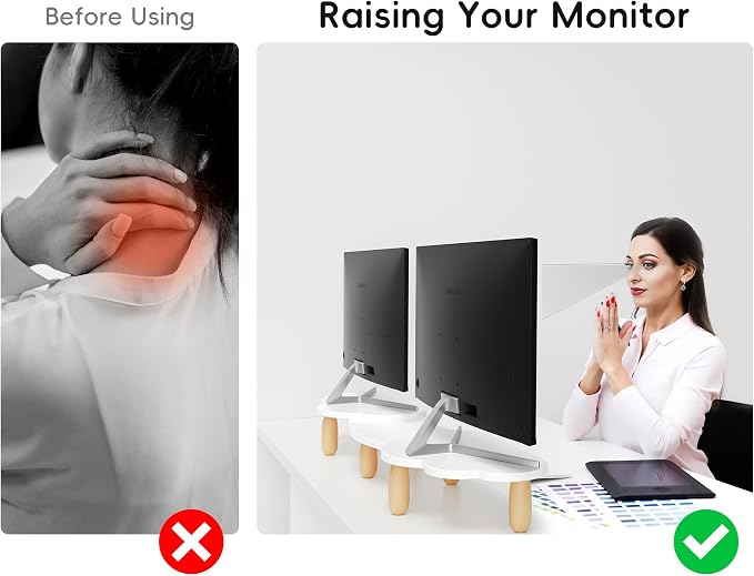 AFOOYO Dual Monitor Stand Riser, Rainbow Cloud Desktop Computer Stand - Image 4