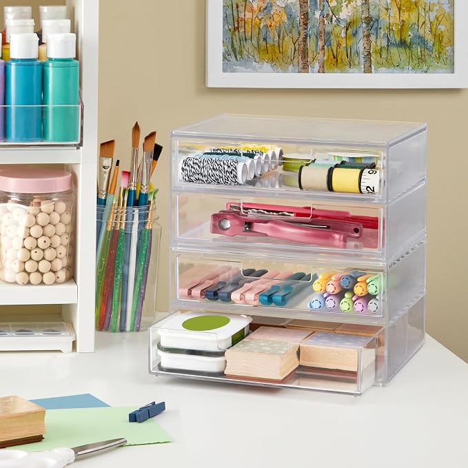 STORi Chloe Space-Saving Clear Drawer Organizer Sort Office, Beauty Supplies - Image 5