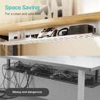 PEGZONE Under Desk Cable Management Tray, 31.5 Inches Metal Cord Organizer Rack - Image 4