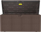 PATIOEASY 180GAL Deck Box -Grey, Wheeled Footlocker, Waterproof Resin Storage by Unknown