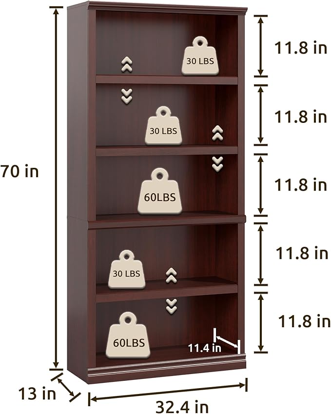 Bevfint Bookshelf, Open Storage 70 Inch Tall 5 Shelf Bookcase, Floor Standing - Image 2