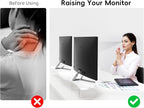 AFOOYO Dual Monitor Stand Riser, Wing-Shaped Sturdy Desktop Wood Stand - Image 4