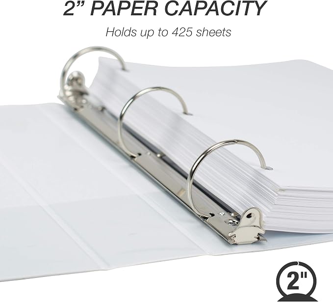 Samsill Durable 2 Inch Binder, Made in the USA, Round Ring Customizable Clear - Image 3