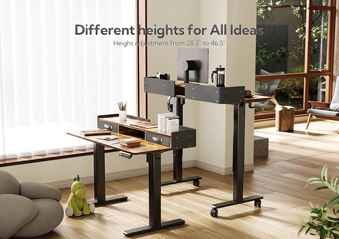 Claiks Standing Desk with Drawers, Adjustable Stand Up Electric Small Standing - Image 6