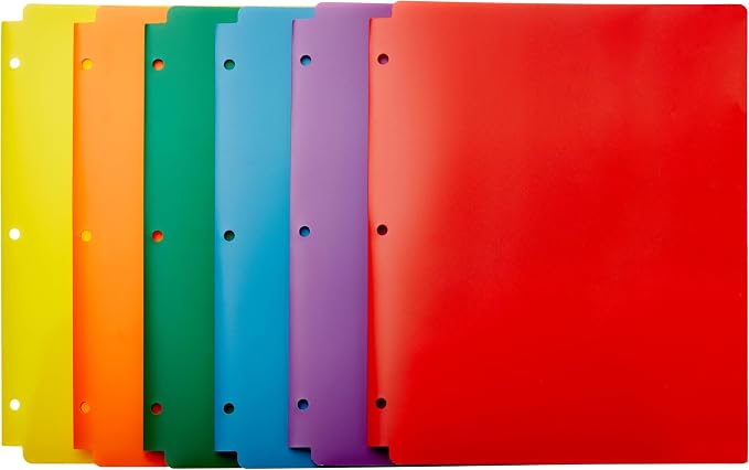 Amazon Basics Plastic 3 Hole Punch Folders by AmazonBasics
