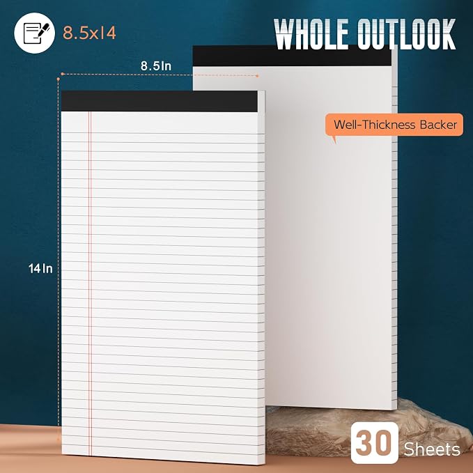 Roneky Note Pads 8.5"x 14", 10 Pack Legal Pads 8.5 x 14 White, Notepads 8.5 x - Image 2