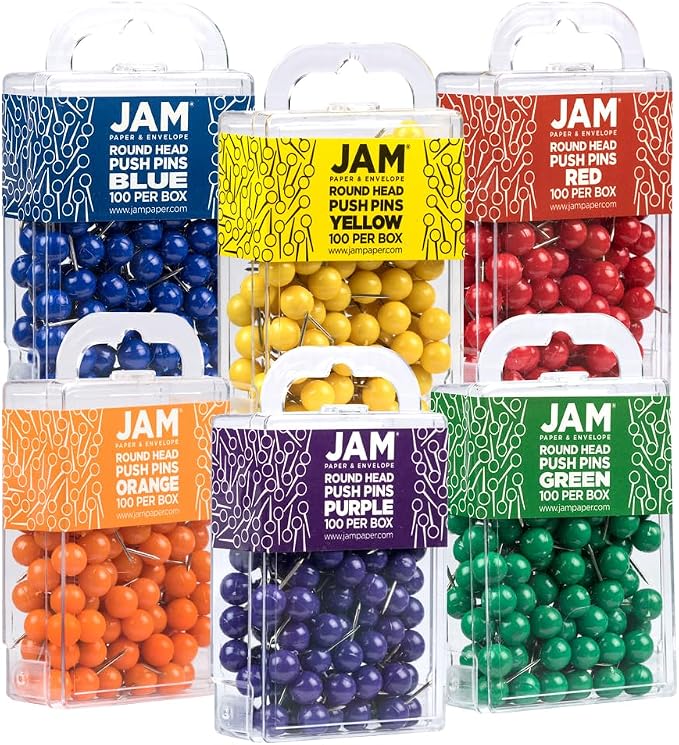 JAM PAPER Colorful Push Pins - Image 2