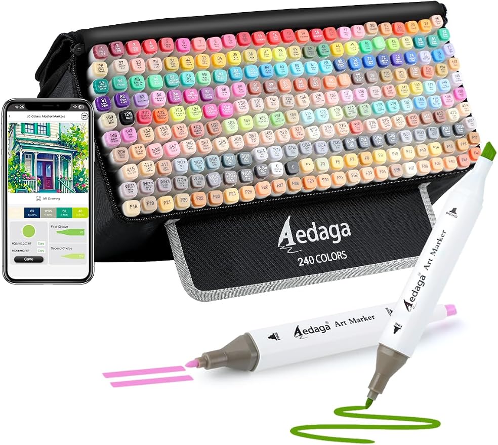AEDAGA 240 Colors Alcohol Markers by AEDAGA