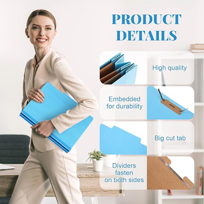 Skyygemm 24 Pcs Classification Folders Letter Size, 3 Divider Pressboard File - Image 3