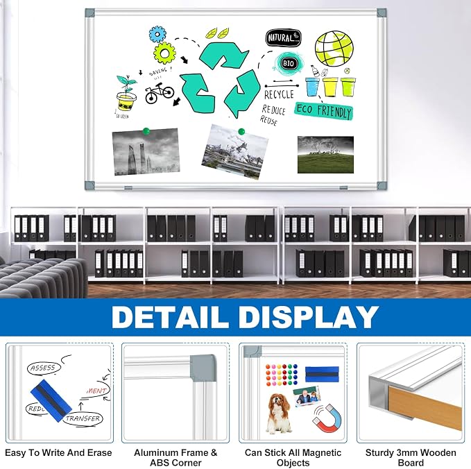 Max-officoo White Board Dry Erase Whiteboard - Image 2