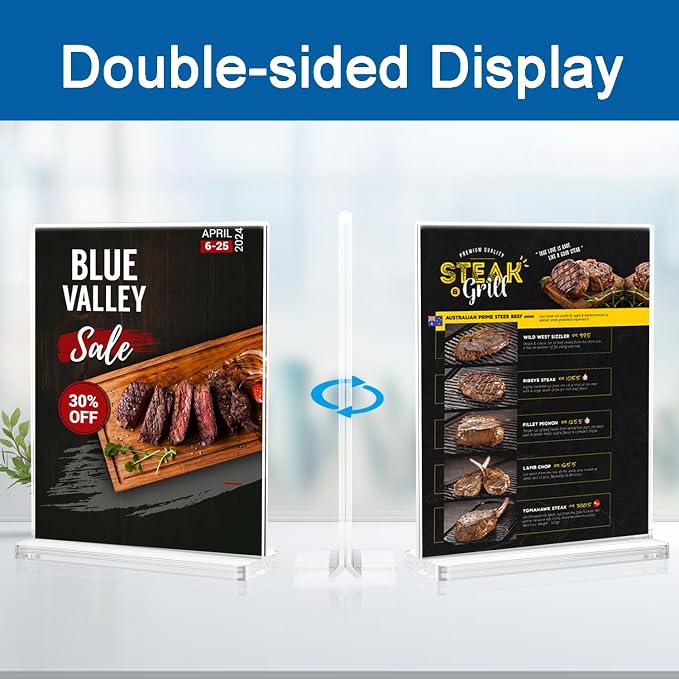BlueValley Clear Acrylic Sign Holder 5x7 Vertical Double Sided Acrylic Photo - Image 3
