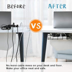 Under Desk Cable Management- 6 Pack Cord Organizer. Metal Wire Cable Management - Image 2